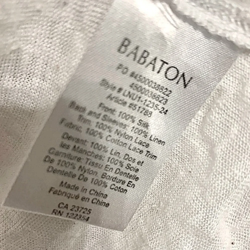 Babaton Classic Silk & Linen White Tee with Lace Detailing Size XXS - Picture 6 of 6